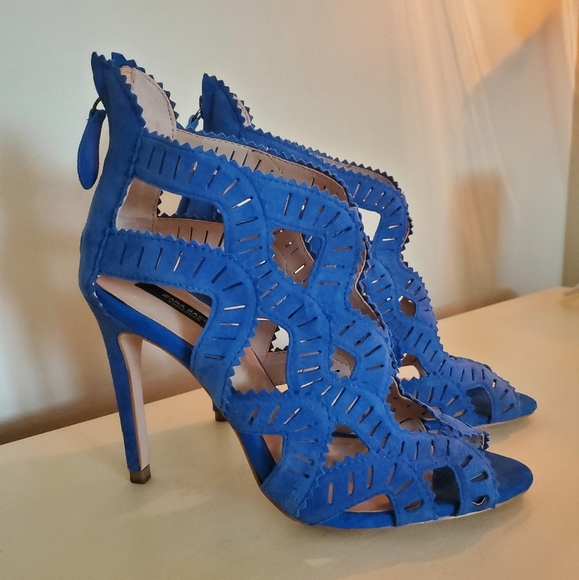 Zara blue microsuede cutout heels - Picture 2 of 13